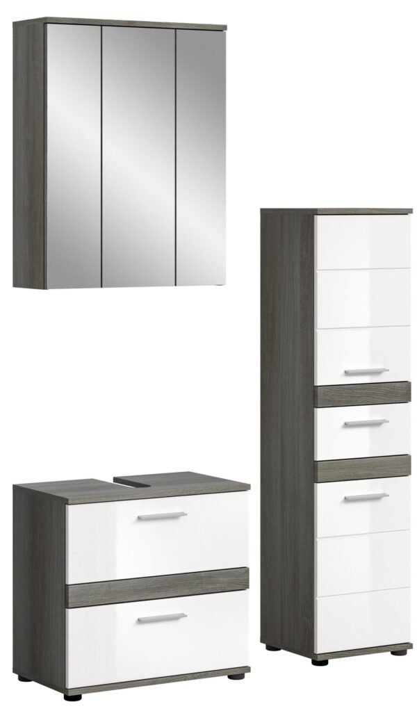 Xonox combinação de banho - prateado fumo acabamento e brilhante branco moldado, 110x191x34 cm
