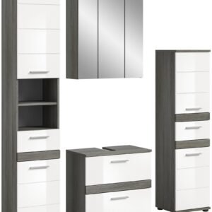Xonox combinação de banho - prateado fumo acabamento e brilhante branco moldado, 160x191x34 cm