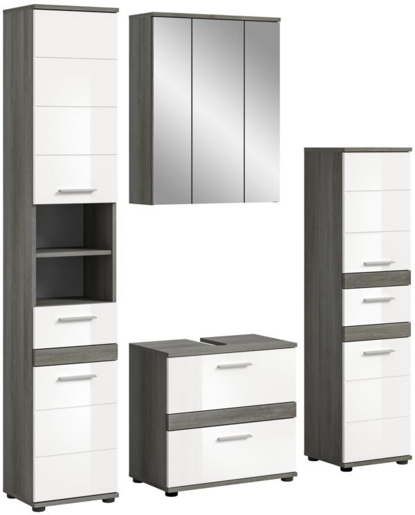 Xonox combinação de banho - prateado fumo acabamento e brilhante branco moldado, 160x191x34 cm
