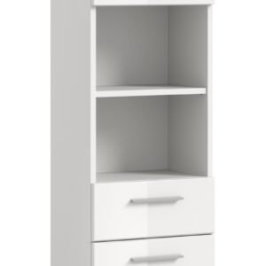 Xonox Armário alto - imitação branco e branco brilhante moldado, 37x191x31 cm