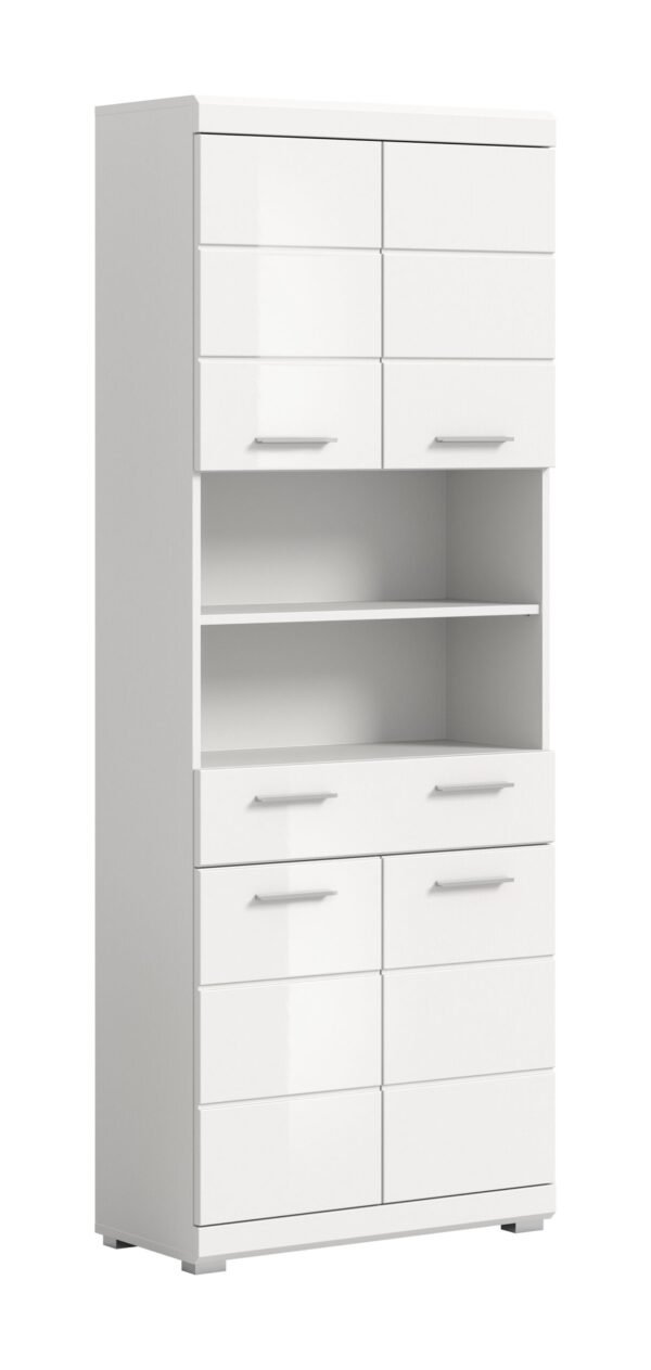 Xonox Armário alto - imitação branco e branco brilhante moldado, 74x191x31 cm