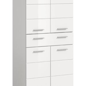 Xonox Armário de altura média - imitação branco e branco brilhante moldado, 74x141x31 cm