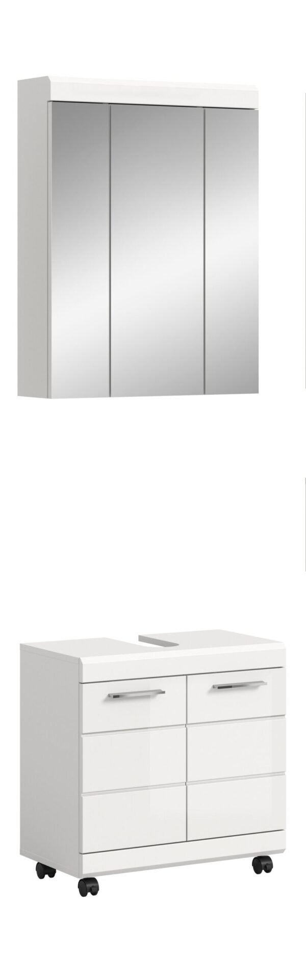 Xonox Conjunto de banho com rodízios - brilhante branco, moldado, 60x191x34 cm