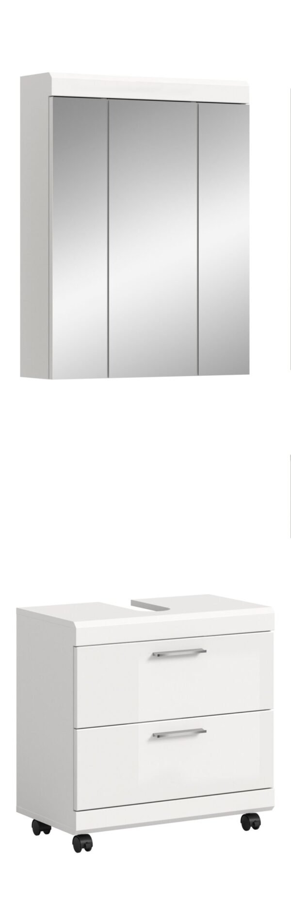 Xonox Conjunto de banho com rodízios - brilhante branco, moldado, 60x191x34 cm