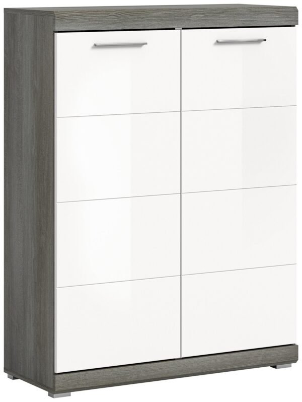 Xonox sapateira - prateado fumo acabamento e branco brilhante moldado, 90x120x37 cm