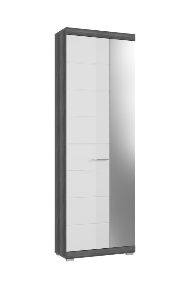 Xonox Roupeiro - prateado fumo acabamento e branco brilhante moldado, 62x197x37 cm