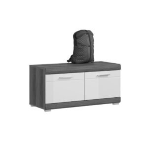 Xonox banco - prateado fumo imitação e branco brilhante moldado, 90x44x40 cm