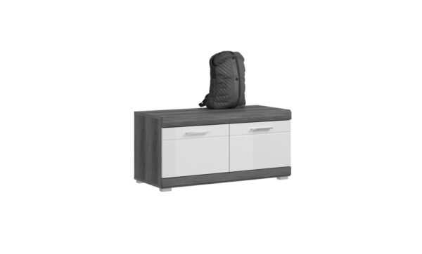 Xonox banco - prateado fumo imitação e branco brilhante moldado, 90x44x40 cm