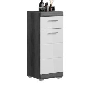 Xonox armário independente - prateado fumo acabamento e branco brilhante moldado, 37x88x31 cm