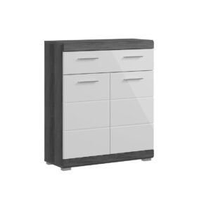 Xonox armário independente - prateado fumo acabamento e branco brilhante moldado, 74x88x31 cm