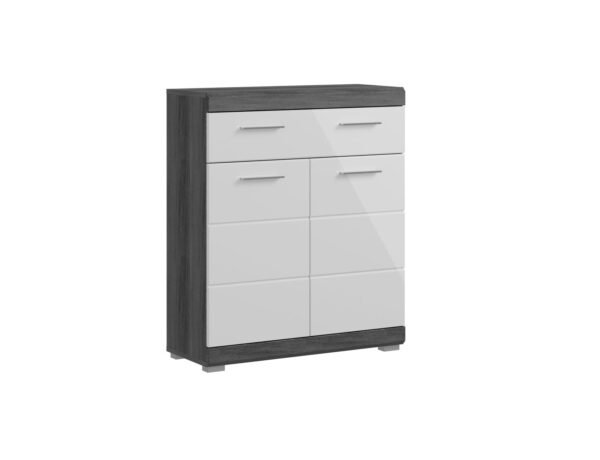 Xonox armário independente - prateado fumo acabamento e branco brilhante moldado, 74x88x31 cm