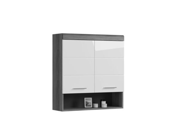 Xonox armário de parede - prateado fumo acabamento e branco brilhante moldado, 74x79x24 cm