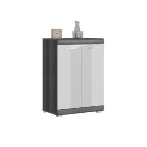 Xonox Cómoda - prateado fumo acabamento e branco brilhante moldado, 60x85x37 cm