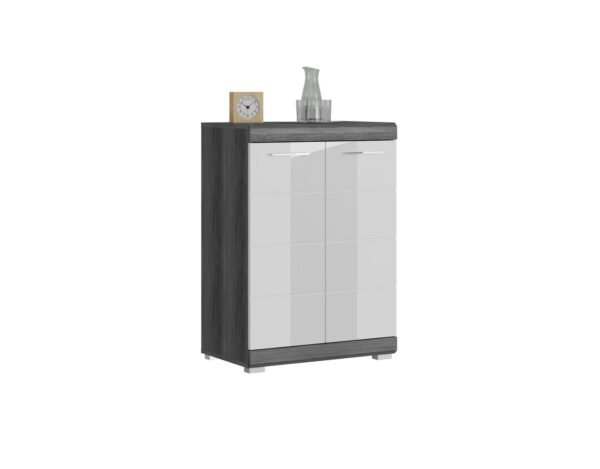 Xonox Cómoda - prateado fumo acabamento e branco brilhante moldado, 60x85x37 cm