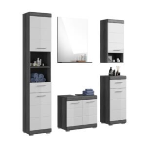 Xonox combinação de banho - prateado fumo acabamento e brilhante branco moldado, 164x191x34 cm