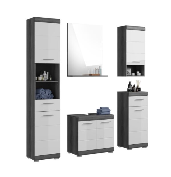 Xonox combinação de banho - prateado fumo acabamento e brilhante branco moldado, 164x191x34 cm