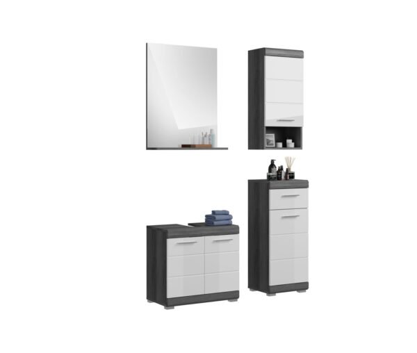 Xonox combinação de banho - prateado fumo acabamento e brilhante branco moldado, 112x191x34 cm