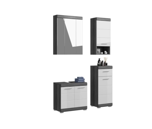 Xonox combinação de banho - prateado fumo acabamento e brilhante branco moldado, 112x191x34 cm