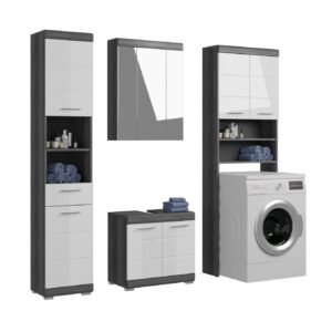 Xonox combinação de banho - prateado fumo acabamento e brilhante branco moldado, 190x191x34 cm