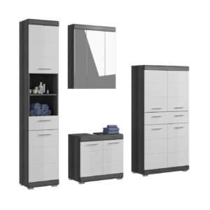 Xonox combinação de banho - prateado fumo acabamento e brilhante branco moldado, 186x191x34 cm