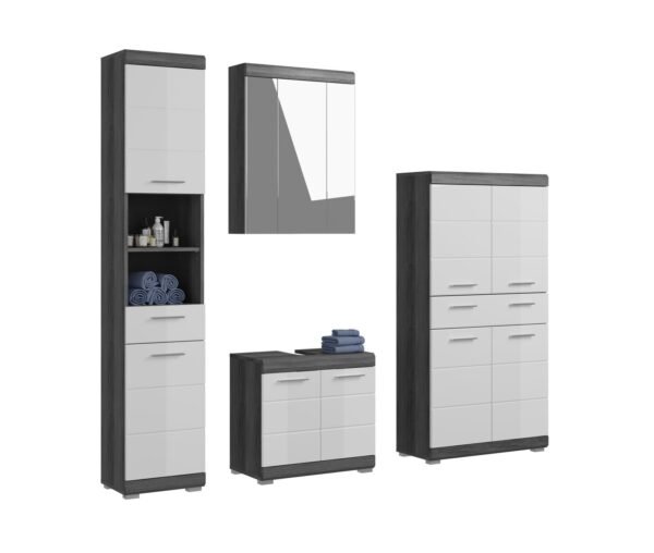 Xonox combinação de banho - prateado fumo acabamento e brilhante branco moldado, 186x191x34 cm