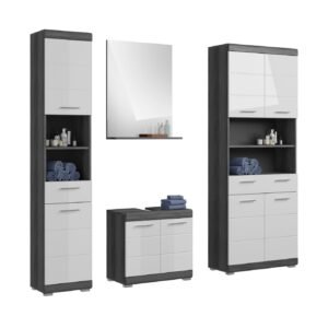 Xonox combinação de banho - prateado fumo acabamento e brilhante branco moldado, 186x191x34 cm