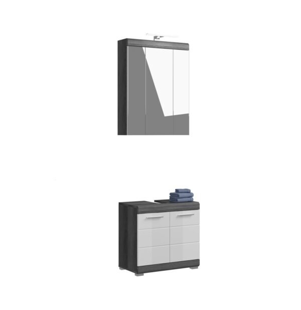 Xonox combinação de banho - prateado fumo acabamento e brilhante branco moldado, 60x191x34 cm
