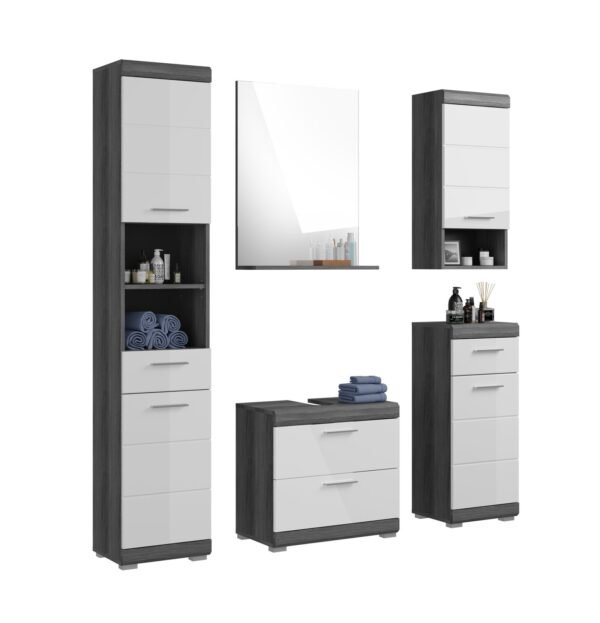 Xonox combinação de banho - prateado fumo acabamento e brilhante branco moldado, 164x191x34 cm