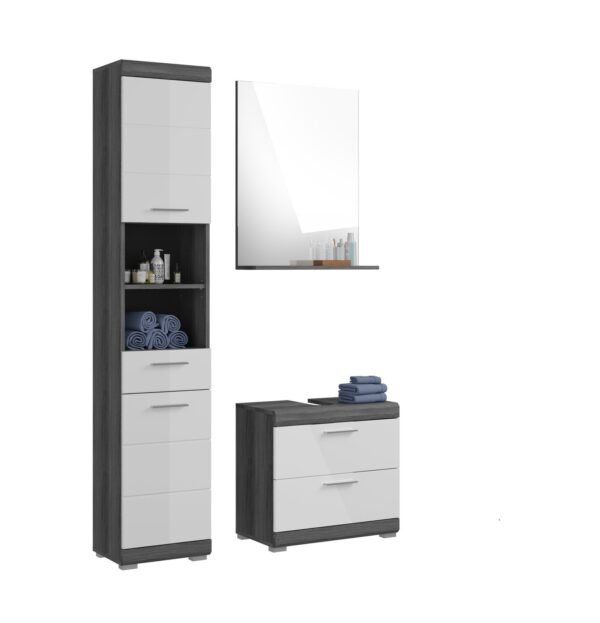 Xonox combinação de banho - prateado fumo acabamento e brilhante branco moldado, 112x191x34 cm