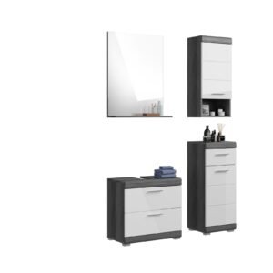 Xonox combinação de banho - prateado fumo acabamento e brilhante branco moldado, 112x191x34 cm