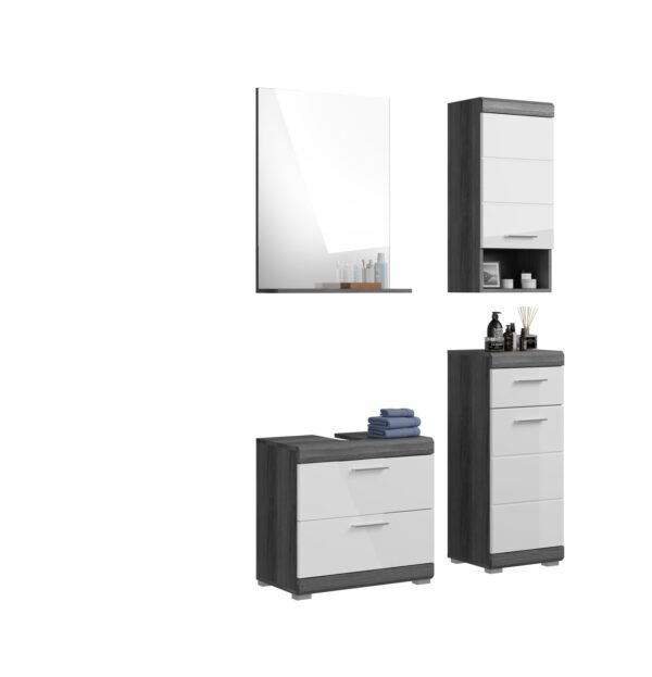 Xonox combinação de banho - prateado fumo acabamento e brilhante branco moldado, 112x191x34 cm