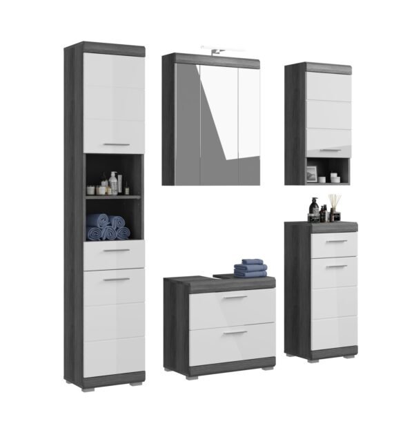 Xonox combinação de banho - prateado fumo acabamento e brilhante branco moldado, 164x191x34 cm