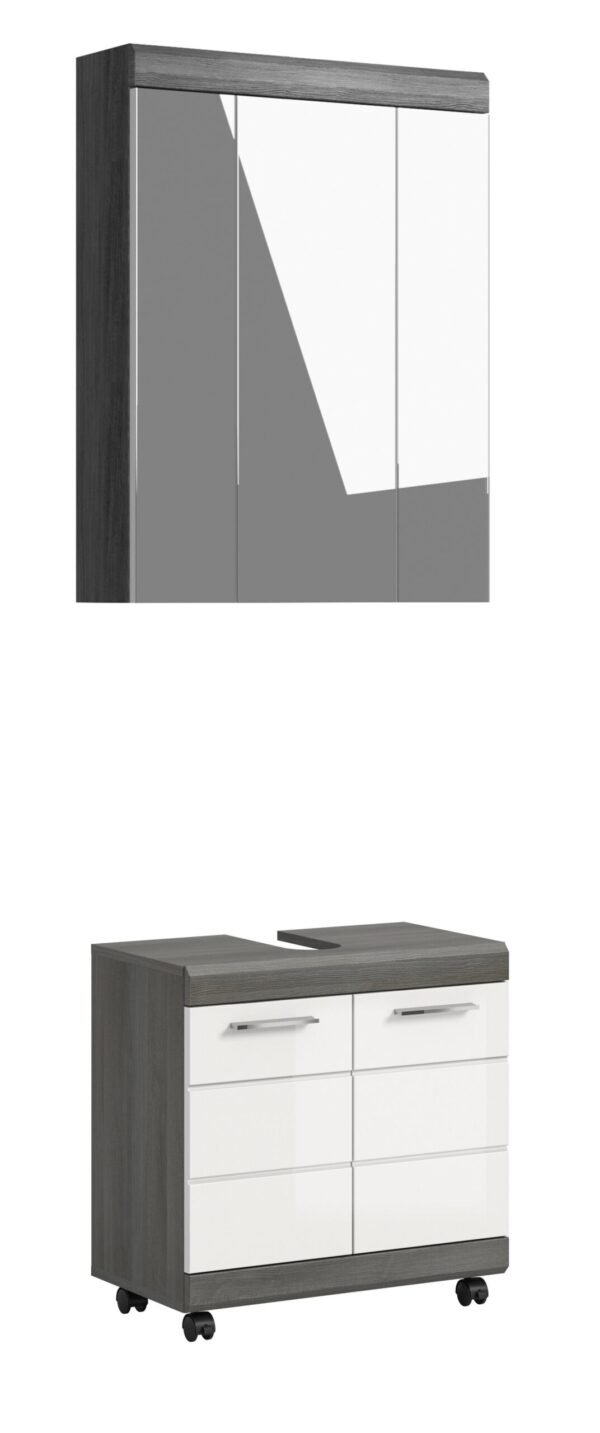 Xonox Conjunto de banho com rodízios - brilhante branco, moldado, 60x191x34 cm