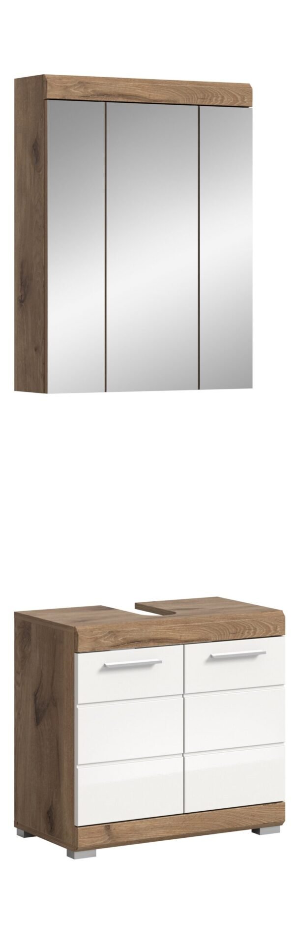 Xonox combinação de banho - brilhante branco moldado e acabamento carvalho Nox, 60x191x34 cm