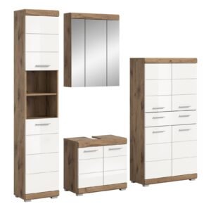 Xonox combinação de banho - brilhante branco, moldado e acabamento carvalho Nox, 204x191x34 cm