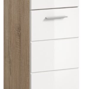 Xonox armário independente - Carvalho Sonoma claro e branco brilhante moldado, 37x88x31 cm