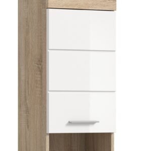 Xonox armário de parede - Carvalho Sonoma claro e branco brilhante moldado, 37x79x24 cm