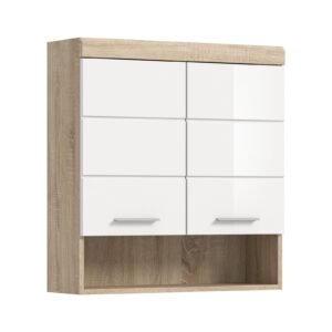 Xonox armário de parede - branco brilhante e Carvalho Sonoma claro, 74x79x24 cm
