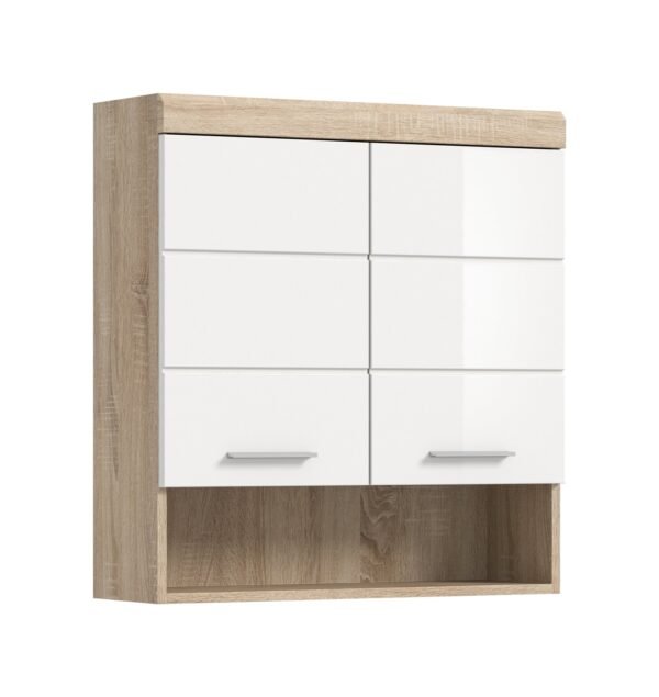 Xonox armário de parede - branco brilhante e Carvalho Sonoma claro, 74x79x24 cm