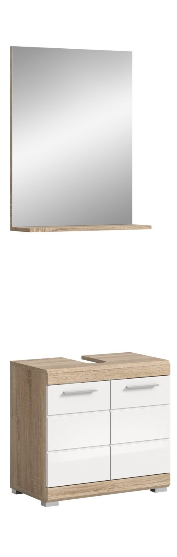 Xonox combinação de banho - Carvalho Sonoma claro e branco brilhante moldado, 60x191x34 cm