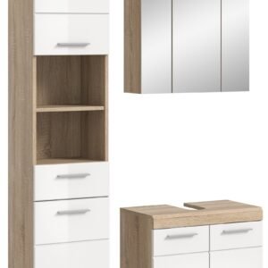 Xonox combinação de banho - Carvalho Sonoma claro e branco brilhante moldado, 112x191x34 cm