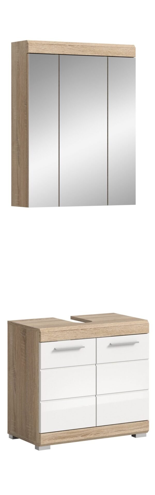 Xonox combinação de banho - Carvalho Sonoma claro e branco brilhante moldado, 60x191x34 cm