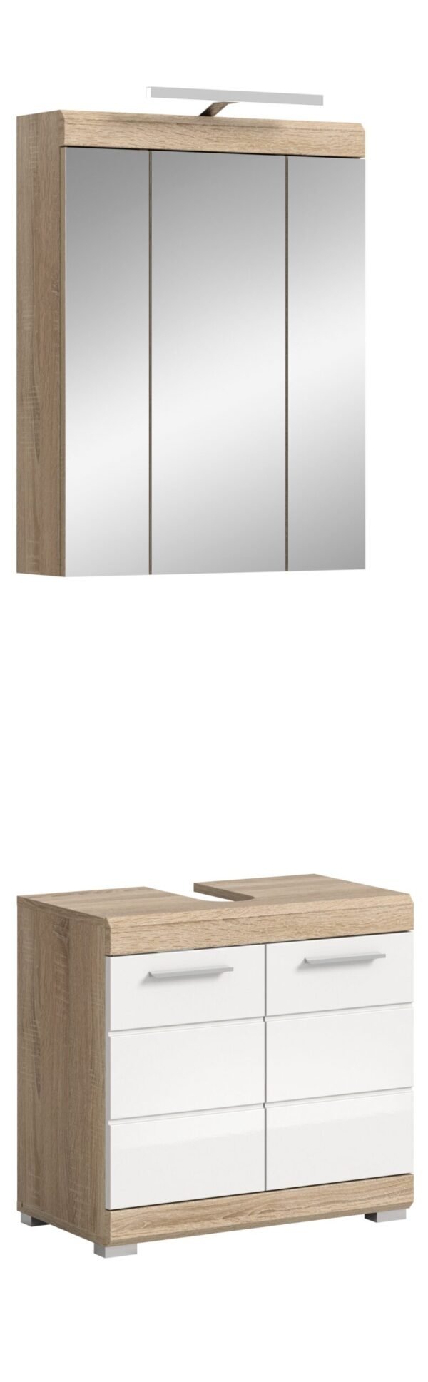Xonox combinação de banho - Carvalho Sonoma claro e branco brilhante moldado, 60x191x34 cm