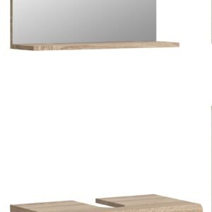 Xonox combinação de banho - Carvalho Sonoma claro e branco brilhante moldado, 60x191x34 cm