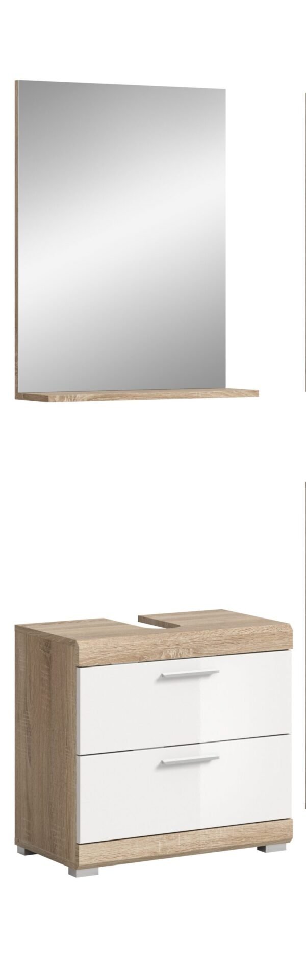 Xonox combinação de banho - Carvalho Sonoma claro e branco brilhante moldado, 60x191x34 cm