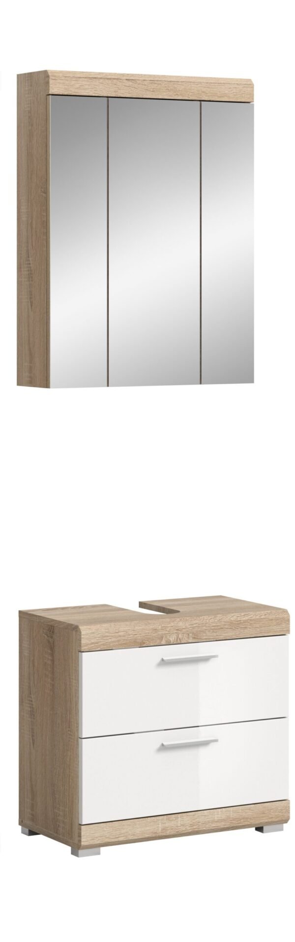 Xonox combinação de banho - Carvalho Sonoma claro e branco brilhante moldado, 60x191x34 cm