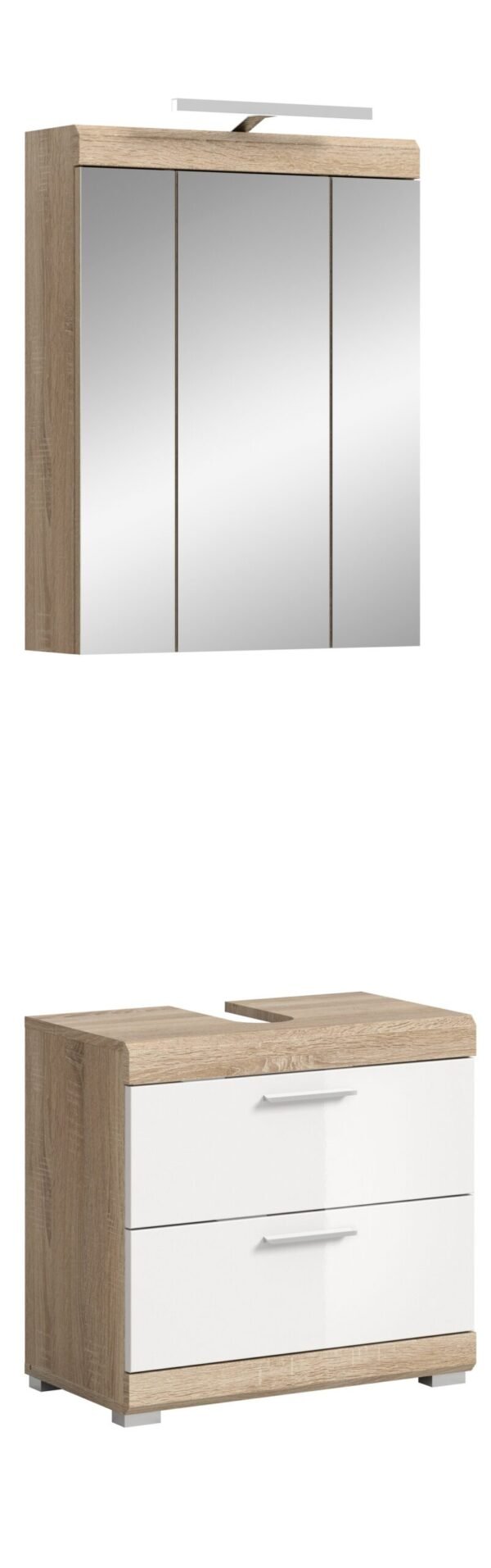 Xonox combinação de banho - Carvalho Sonoma claro e branco brilhante moldado, 60x191x34 cm
