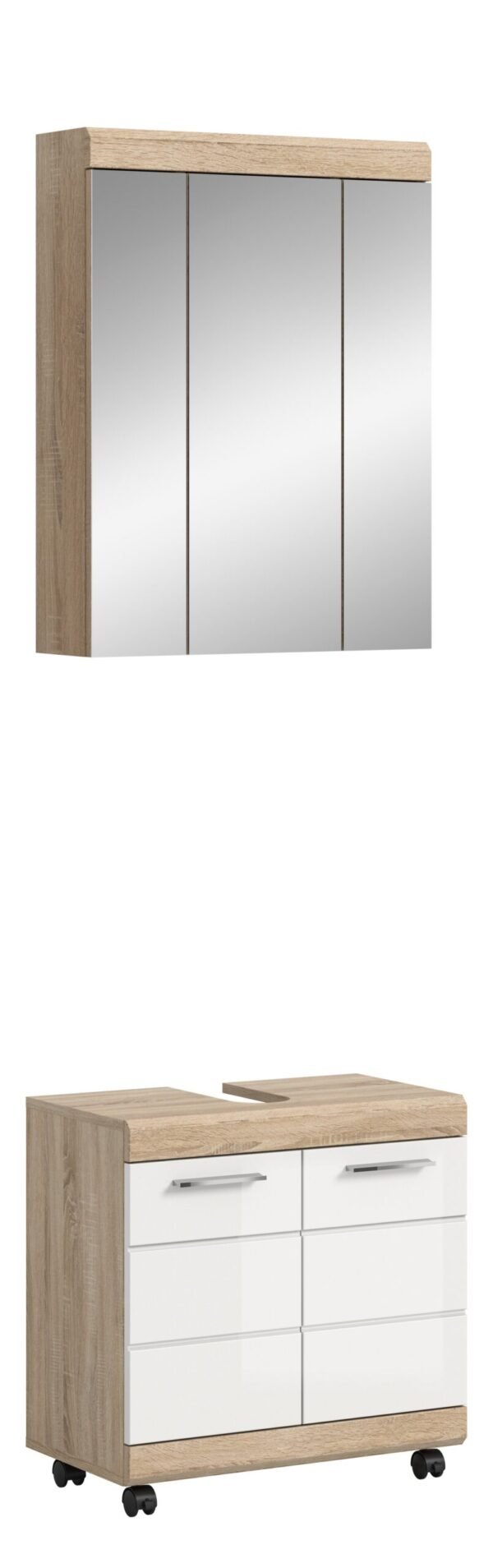 Xonox Conjunto de banho com rodízios - brilhante branco, moldado, 60x191x34 cm
