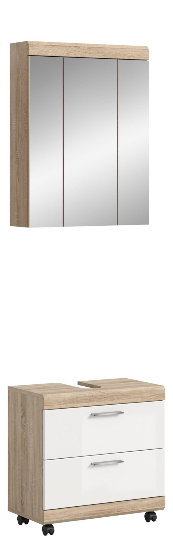 Xonox Conjunto de banho com rodízios - brilhante branco, moldado, 60x191x34 cm