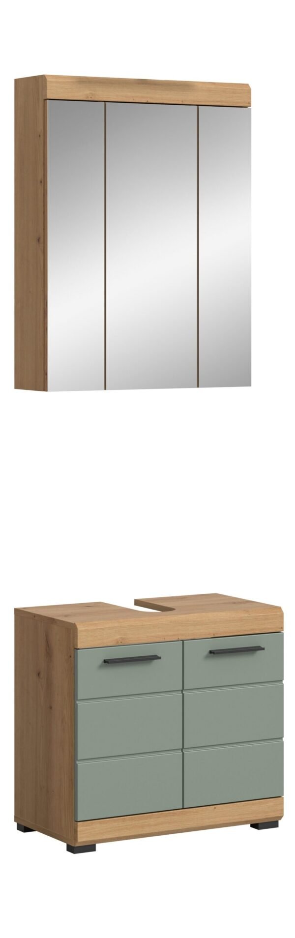 Xonox combinação de banho - sálvia e acabamento carvalho artisan, 60x191x34 cm